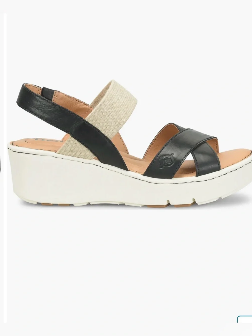 Born Gila Platform Wedge Slingback Sandals in Black and Beige 8